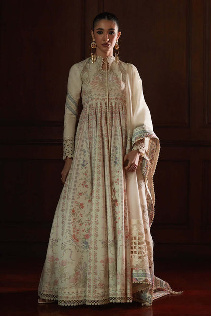 Safira printed pishwas with floral prints, embroideries, and elegant silhouette for festive Eid celebrations.